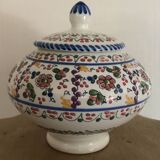 Jar, candy dish in enamelled ceramic with hand-painted decoration by p.arzobispo