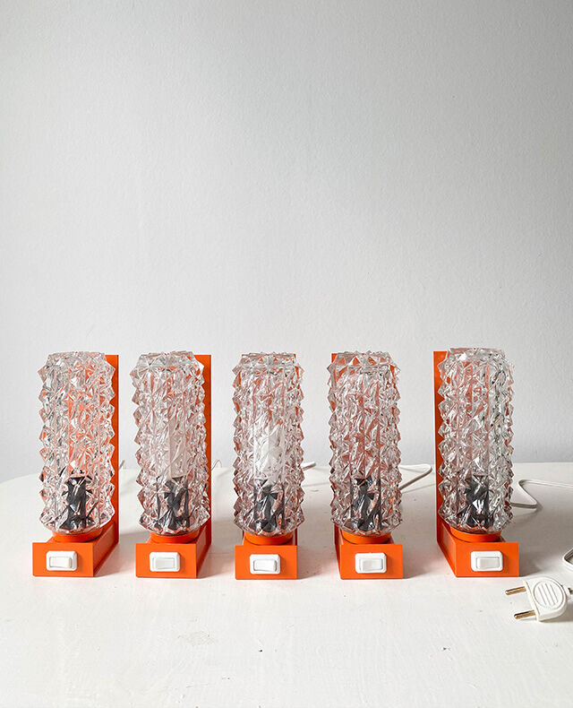 Lamp / wall lamp metal orange diamond globe 70s