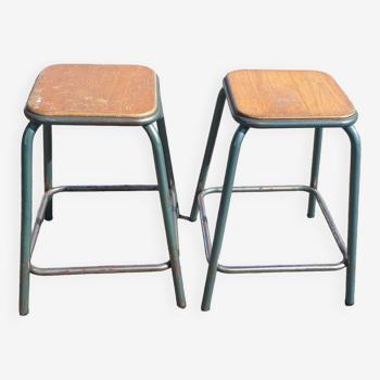 Pair of high workshop stools