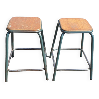 Pair of high workshop stools