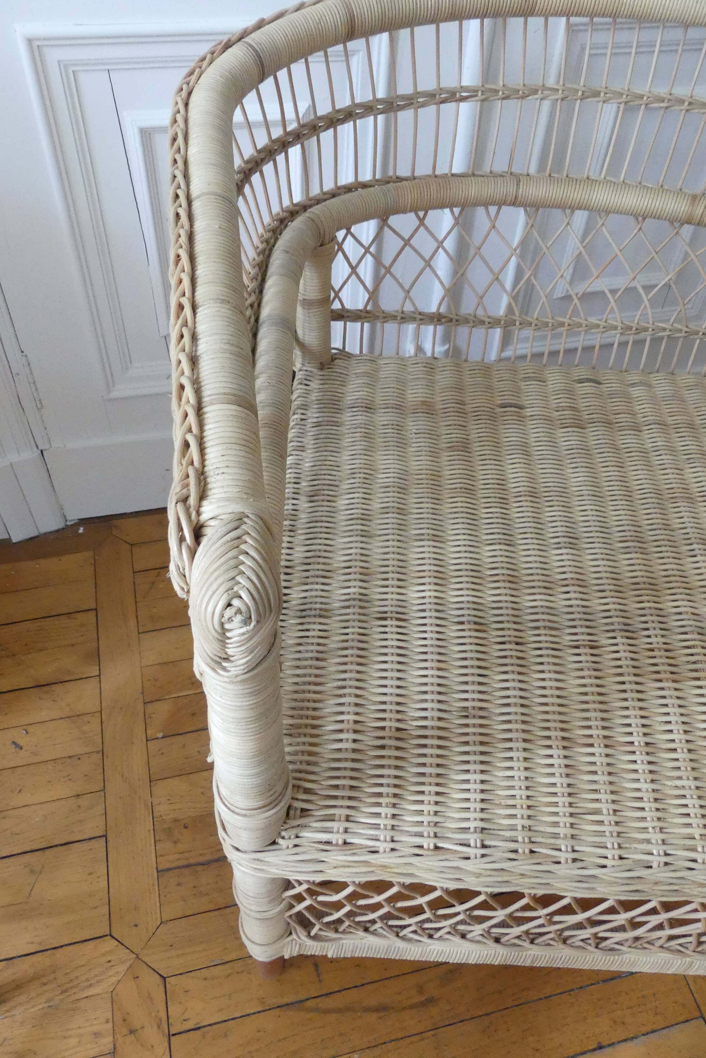 Natural rattan armchair braided