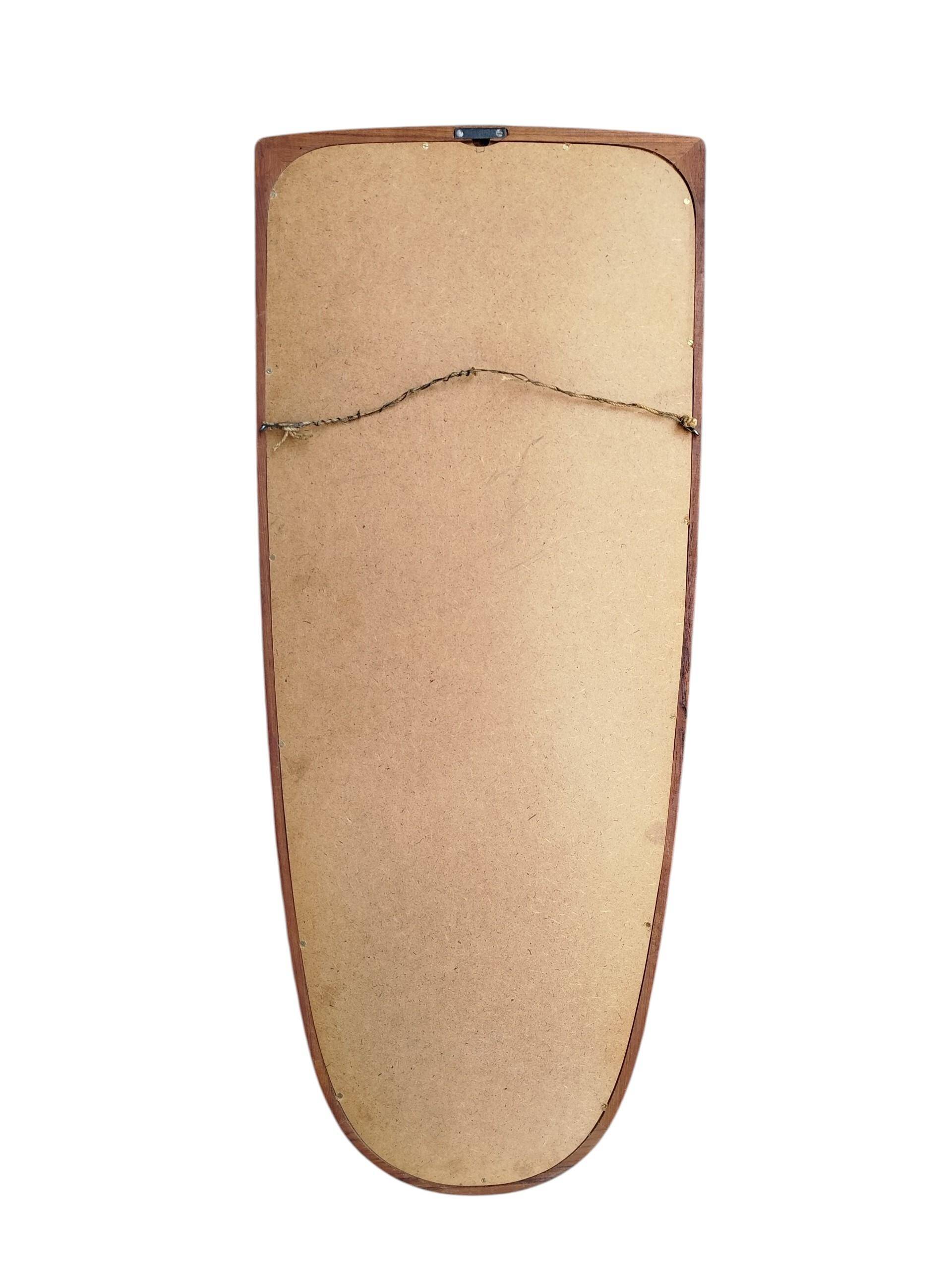 Teak wall mirror, organic shape, Denmark 1960s