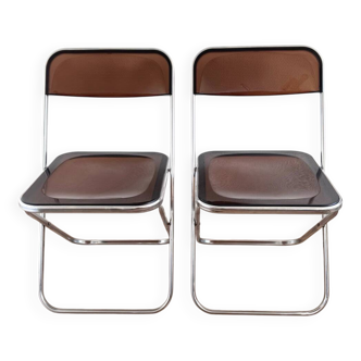 Pair of folding Plexiglas chairs