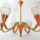Lustre 1950 en laiton et cuivre vintage
