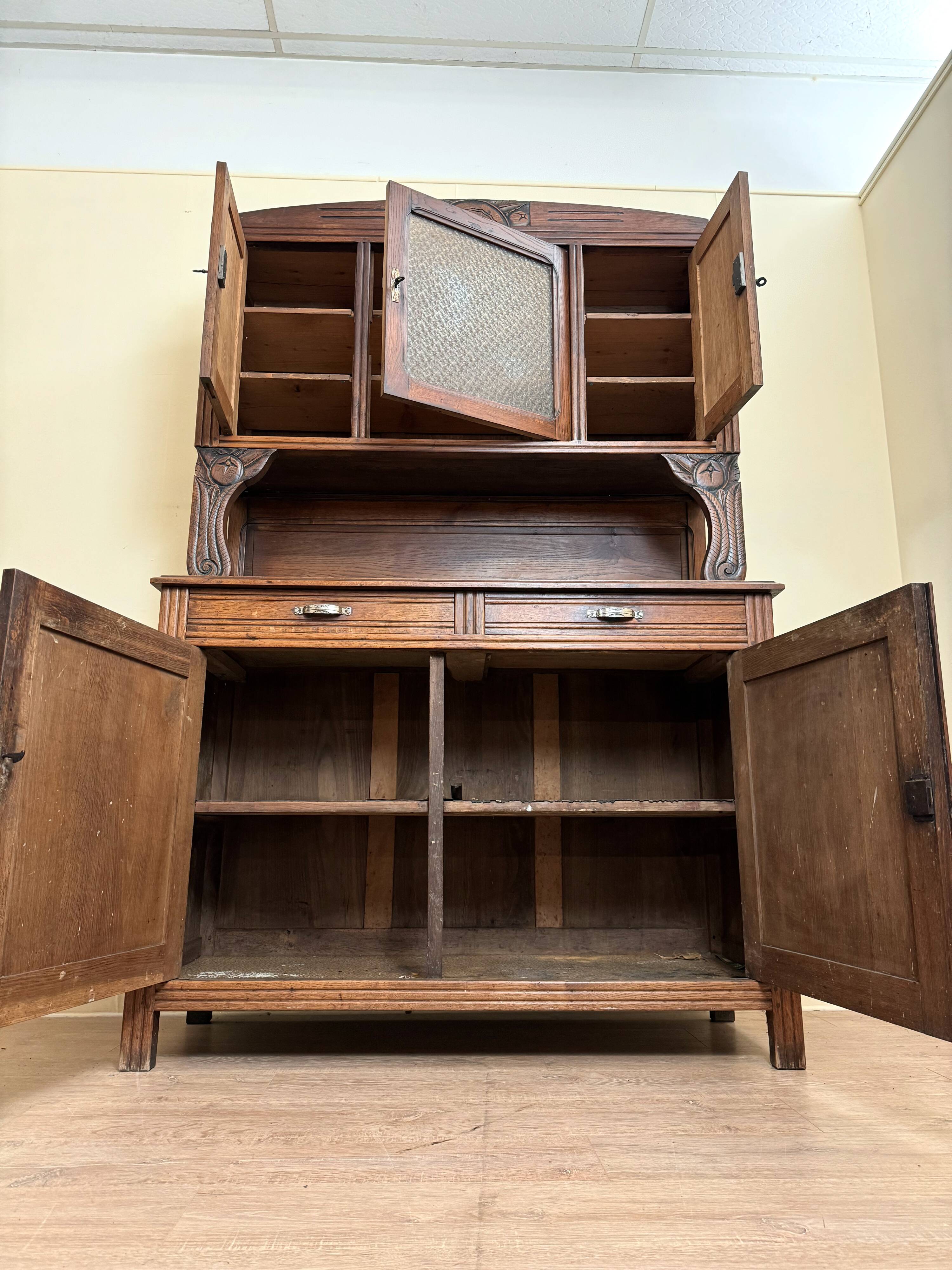 2-body art deco buffet in solid wood circa 1940