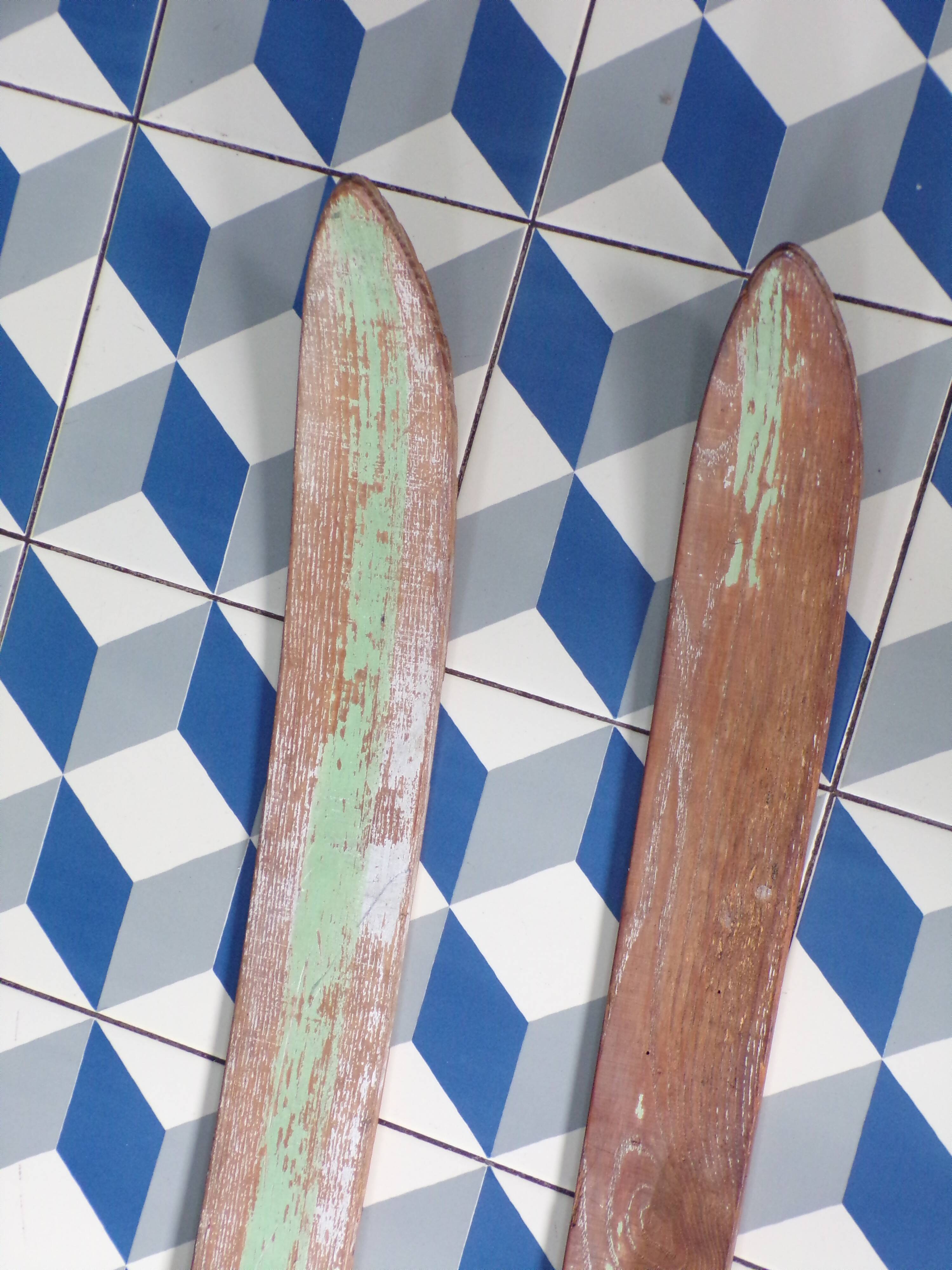Pair of vintage wooden skis