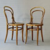 2 chairs n°14 - 1/2 by Kohn 1905, perforated wooden seats