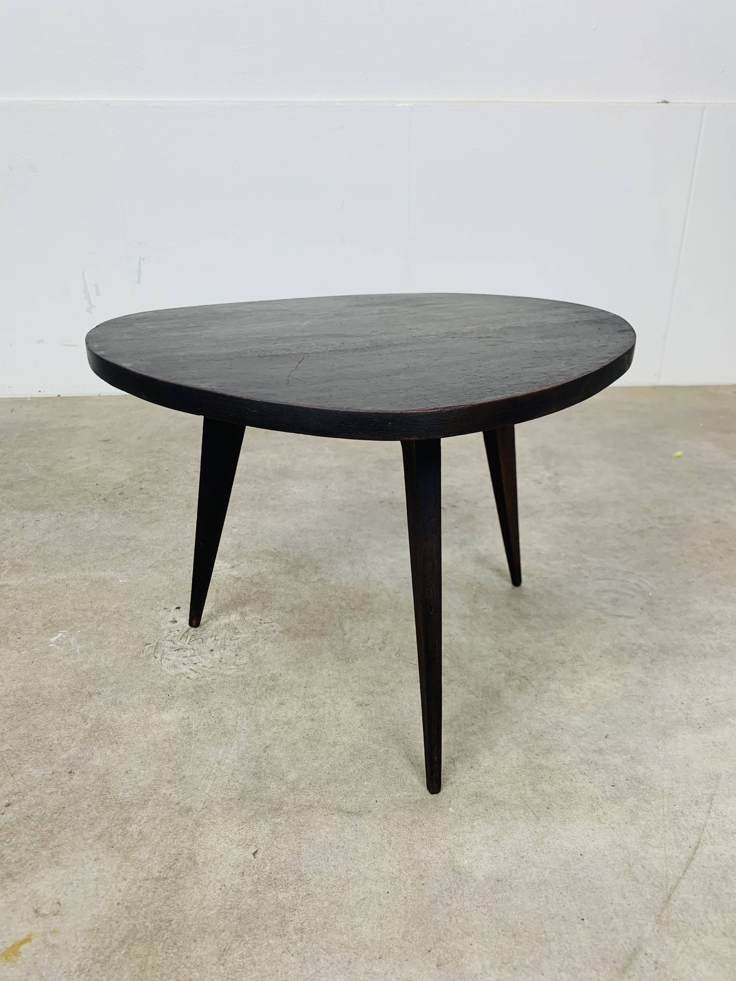 Tripod plant stand with compass feet, wood, 1950s