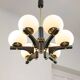 Mid-Century Modern Italian Brass and Opaline Chandelier