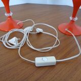 Glass and Plastic Tulip Bedside Lamps, 1970s, Set of 2