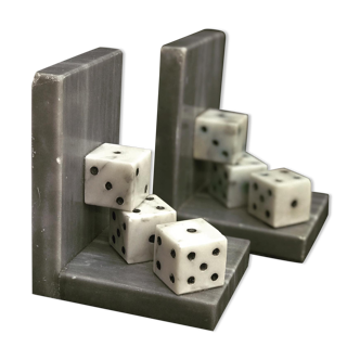 Vintage grey marble book greenhouse with 3 dice