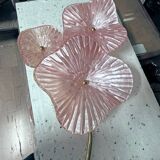 Pair of pearly pink Murano glass and brass wall lights