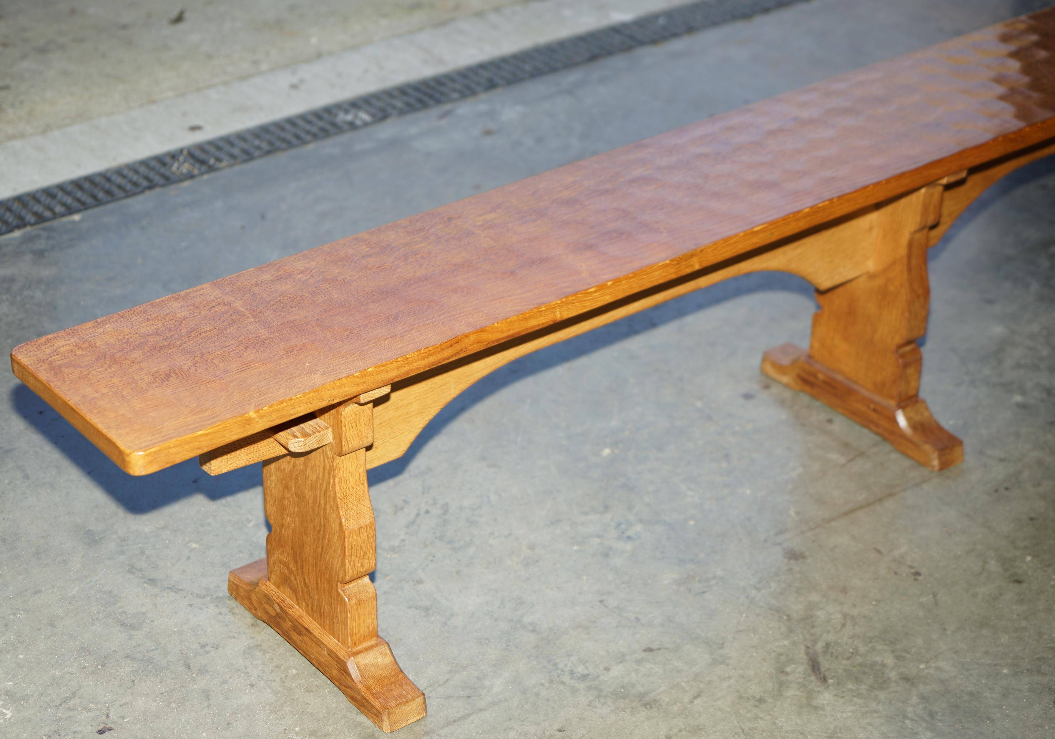 Pair of vintage dining room benches by Robert Mouseman Thompson