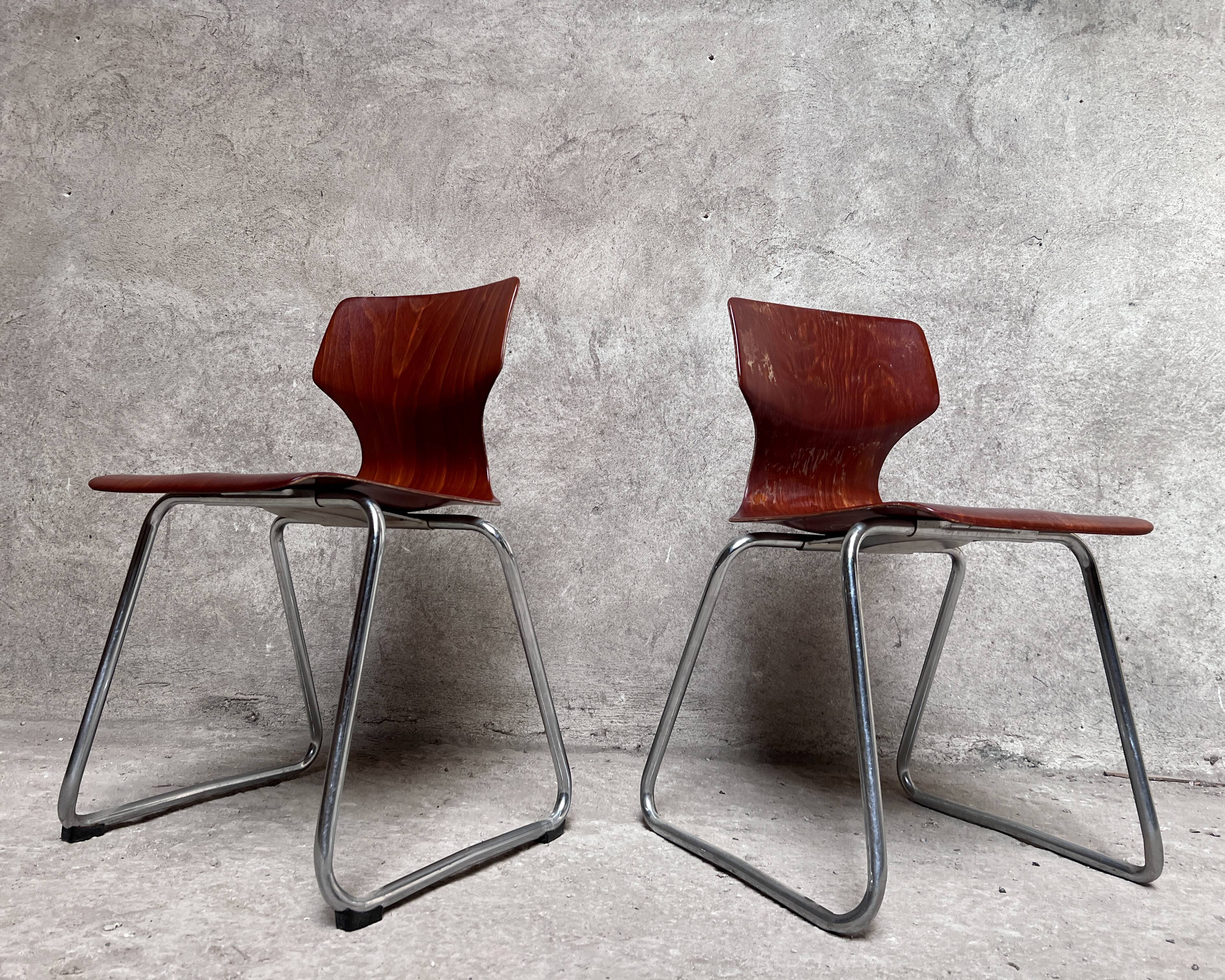 pair of vintage Flötotto chairs in pagwood 1970