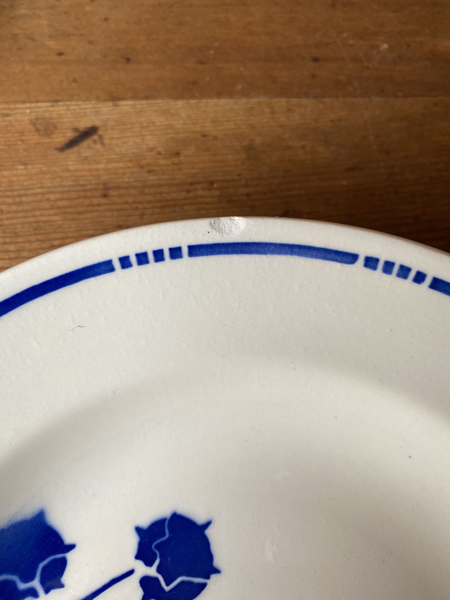 Set of 6 old hollow plates Badonvilleliers blue flower pattern