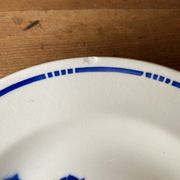 Set of 6 old hollow plates Badonvilleliers blue flower pattern