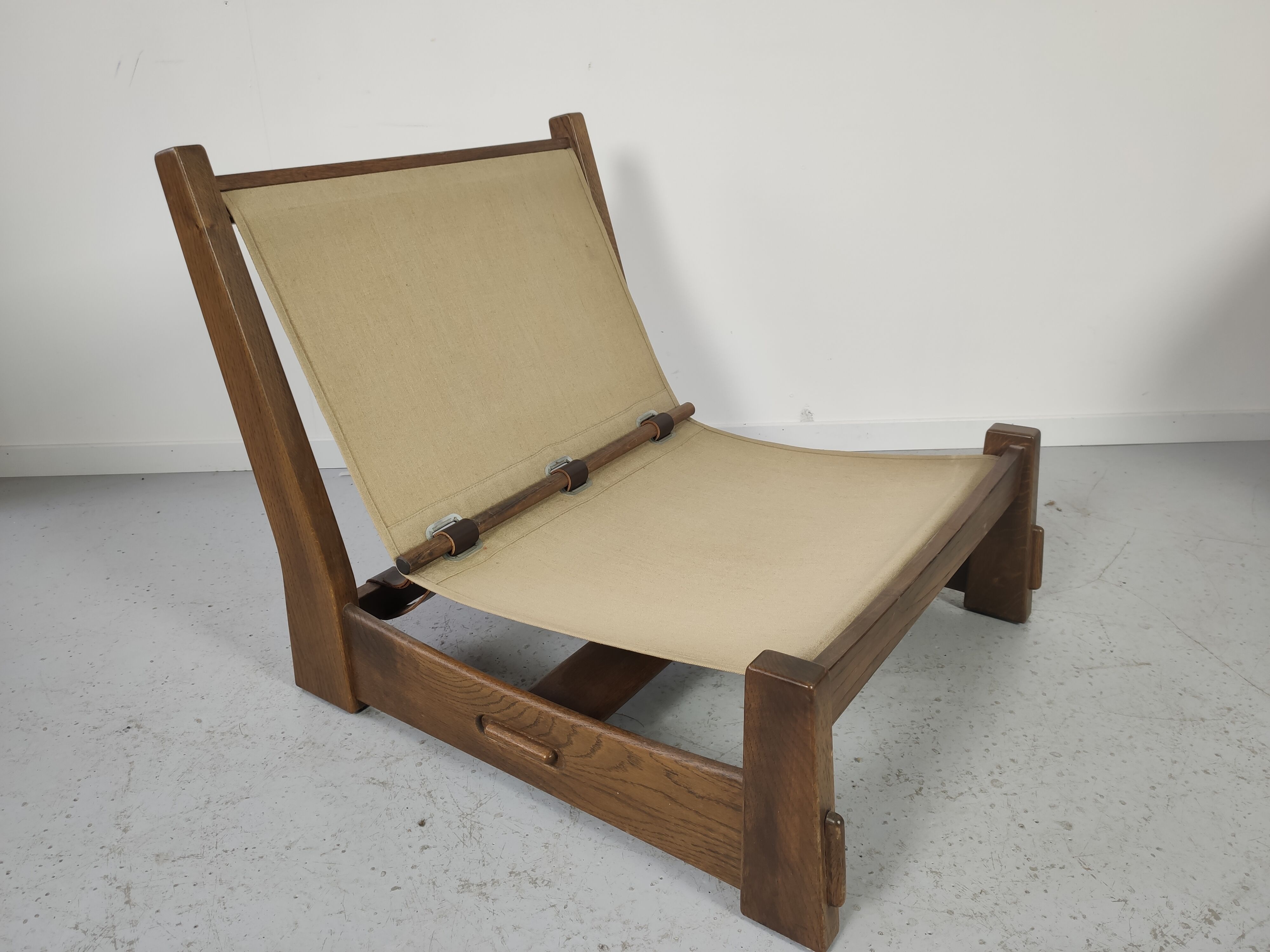 Pair of vintage oak armchairs 1970