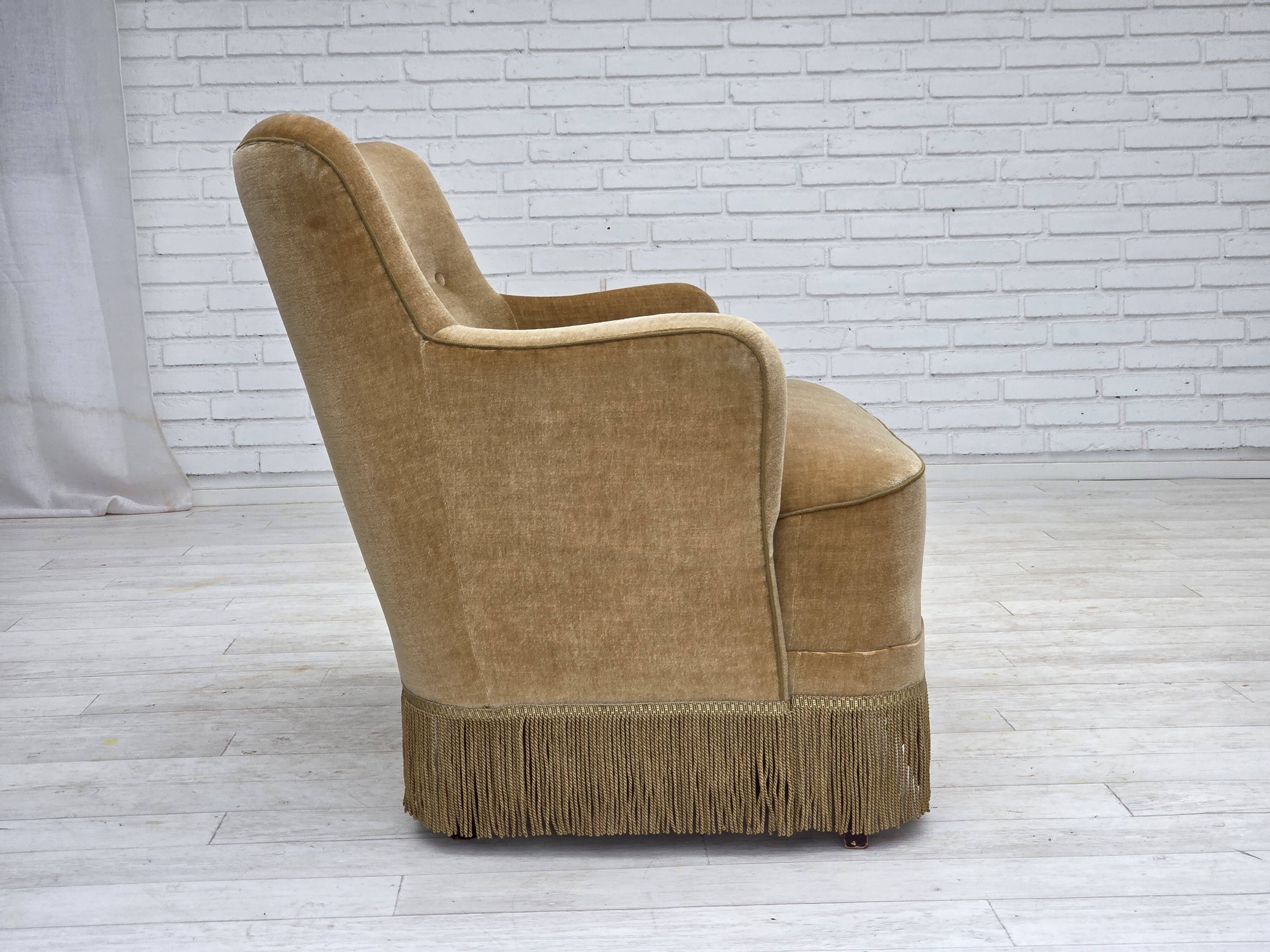 1970s, Danish 2-seater sofa, light green furniture velour.