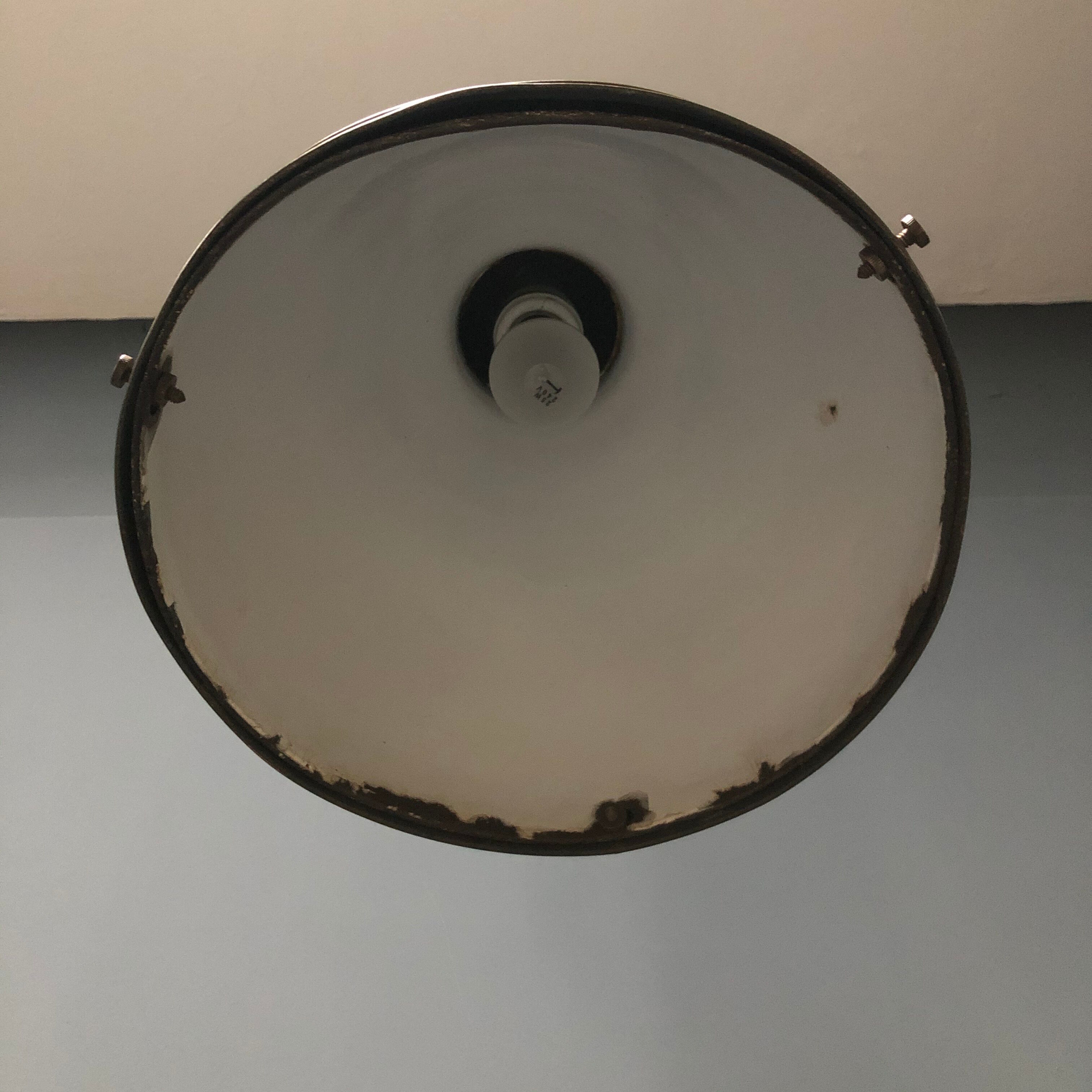 Old copper industrial church pendant light, Dutch 1930