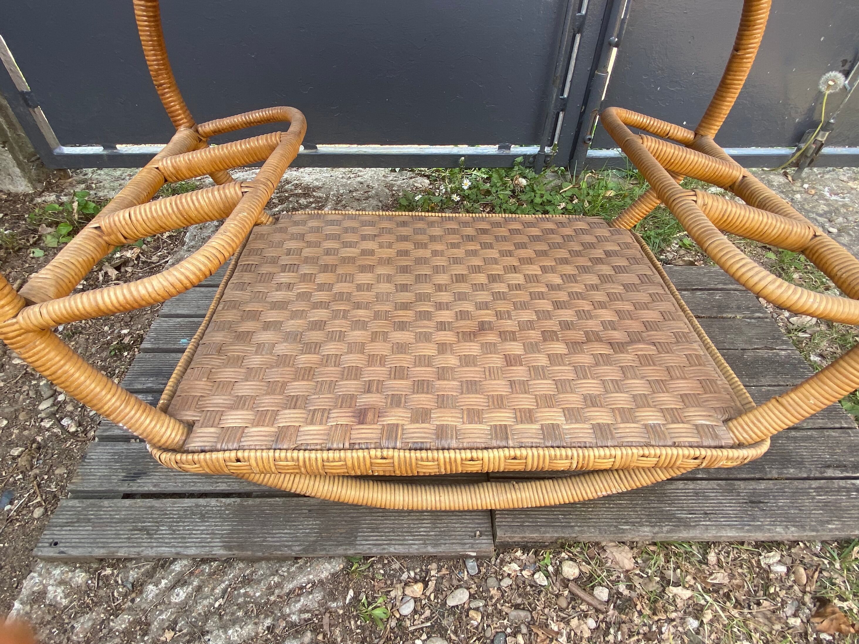 1960 Wicker Rolling Bar