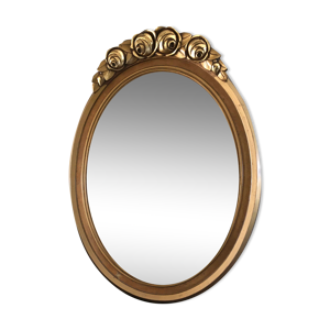 Miroir ovale bois doré