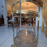 Hollywood Regency style bar cart in brass and glass, 1970s