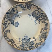2 assiettes plates terre de fer boule de neige St Amand
