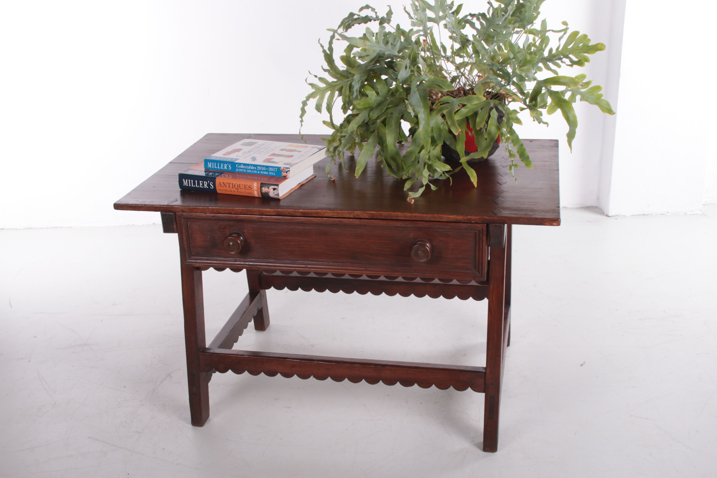 Brutalist 19th century Spanish wooden payment table or side table