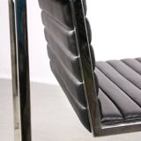 Vintage Bauhaus Black Chair in Chrome and Leatherette