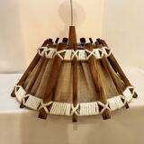 Suspension ceiling light scandinavian chandelier aka wood rope west germany rustic countryside