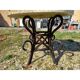 Vintage rattan table with reconstituted cement and stone top