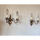 Pair of Dutch style 2-light brass wall lights