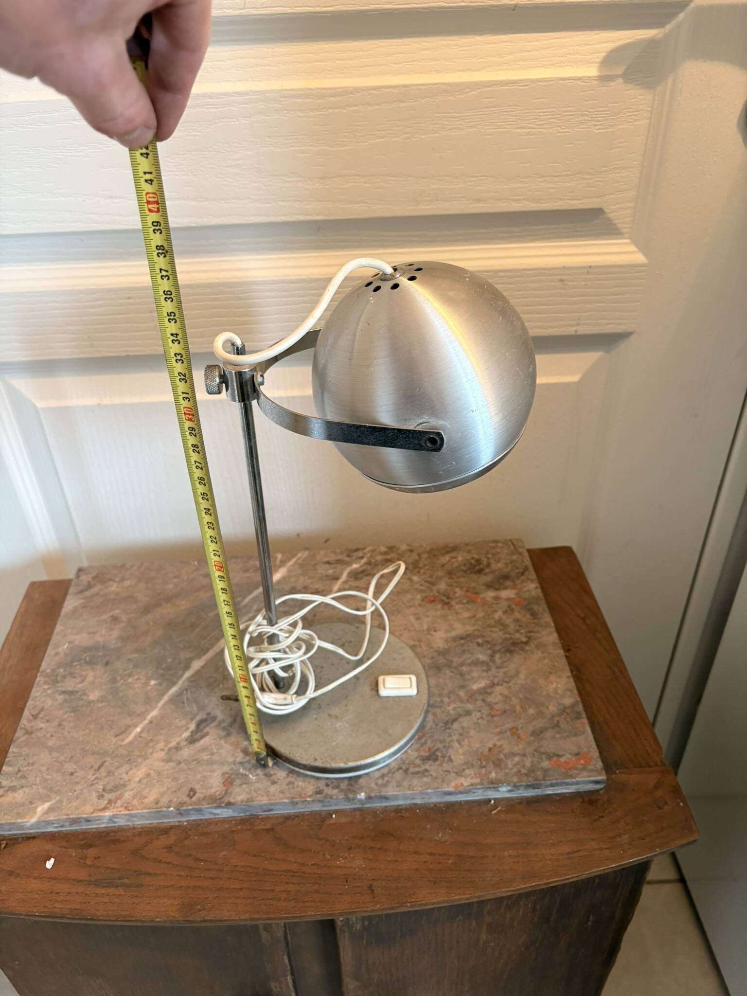 Old Vintage Retro Industrial Silver Metal Eyeball Lamp