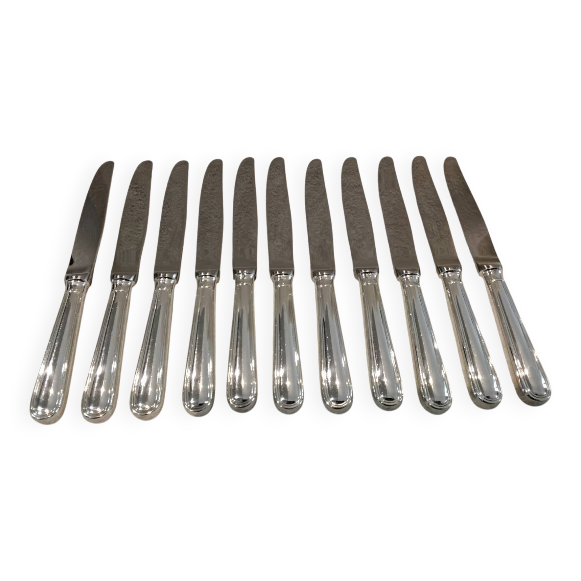 11 silver-plated dessert knives by Christofle silversmiths, Albi pattern