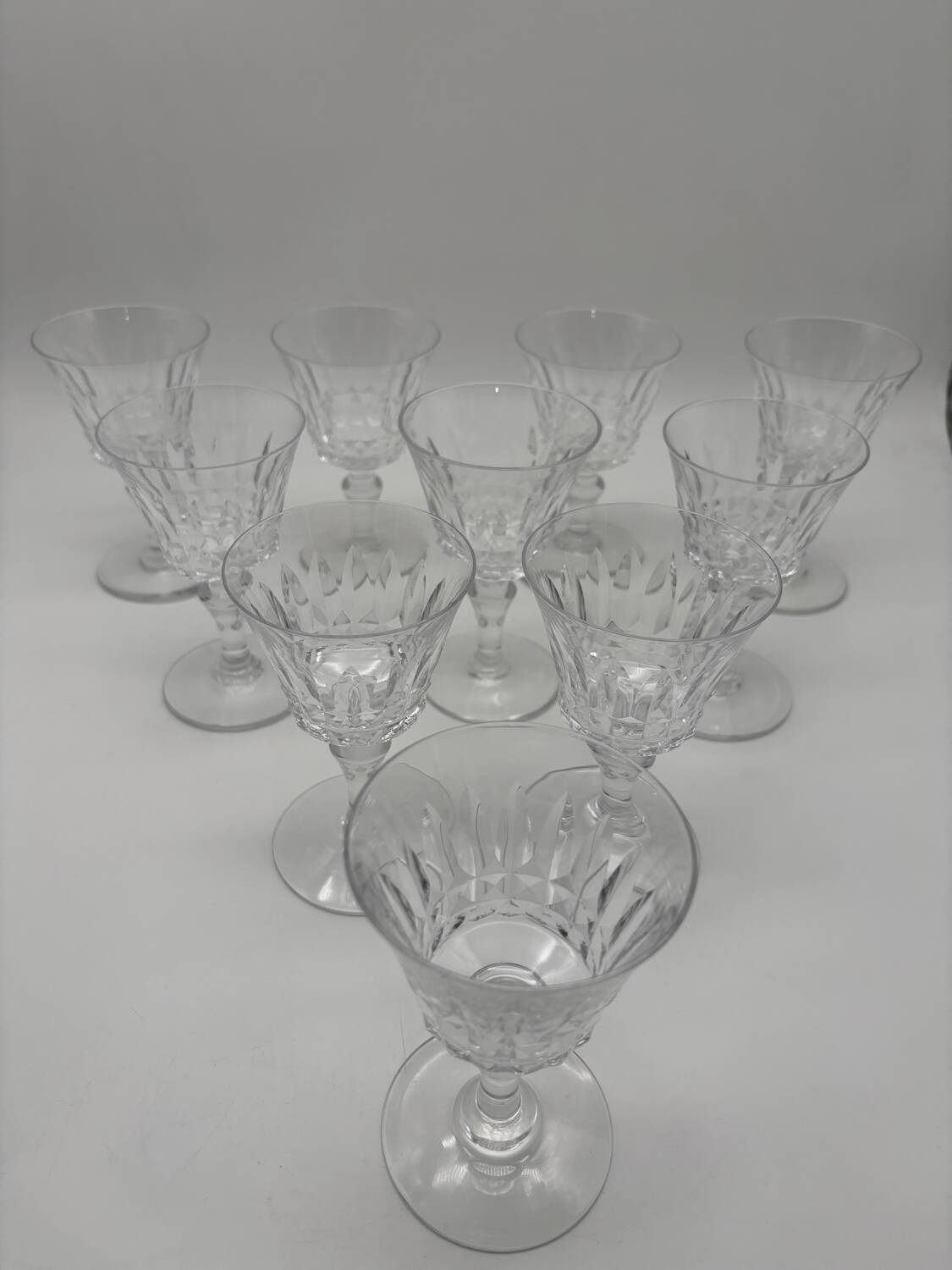 10 verres Baccarat, model Picadilly, France, verres à pied en cristal à porto / liqueur