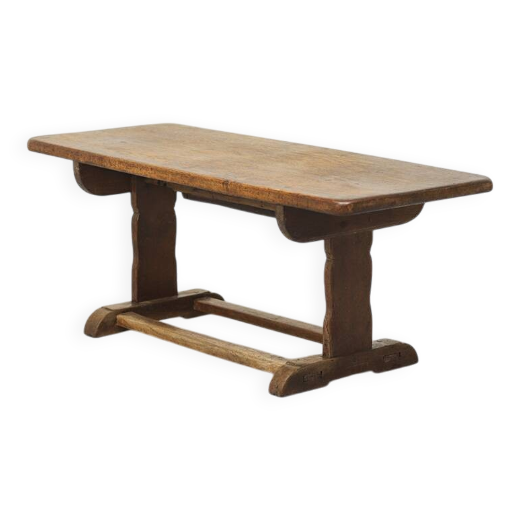 Antique Oak Coffee Table with Reclaimed Flax Base