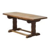 Antique Oak Coffee Table with Reclaimed Flax Base