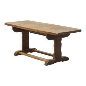 Antique Oak Coffee Table with Reclaimed Flax Base