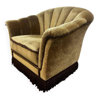 Vintage Art Deco armchair / single armchair with fringes
