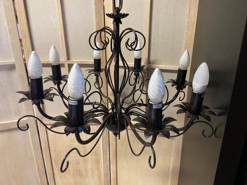 Old large chandelier ceiling light wrought iron popular art deco retro antique france