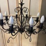 Old large chandelier ceiling light wrought iron popular art deco retro antique france