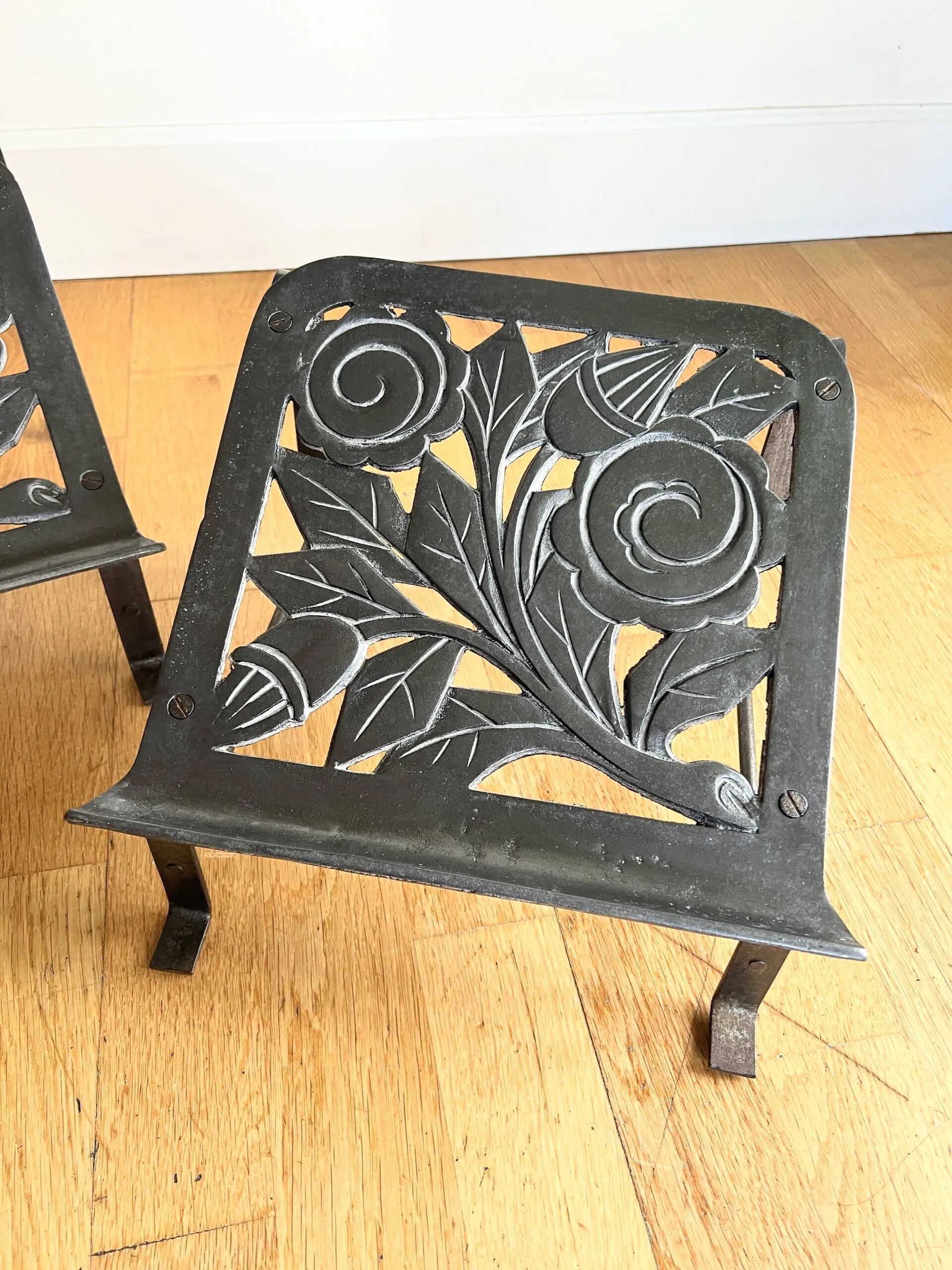 Pair of Art Deco barber's footrests