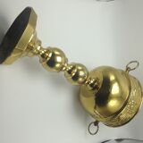 Old planter on foot in hammered brass pushed back height 44 cm