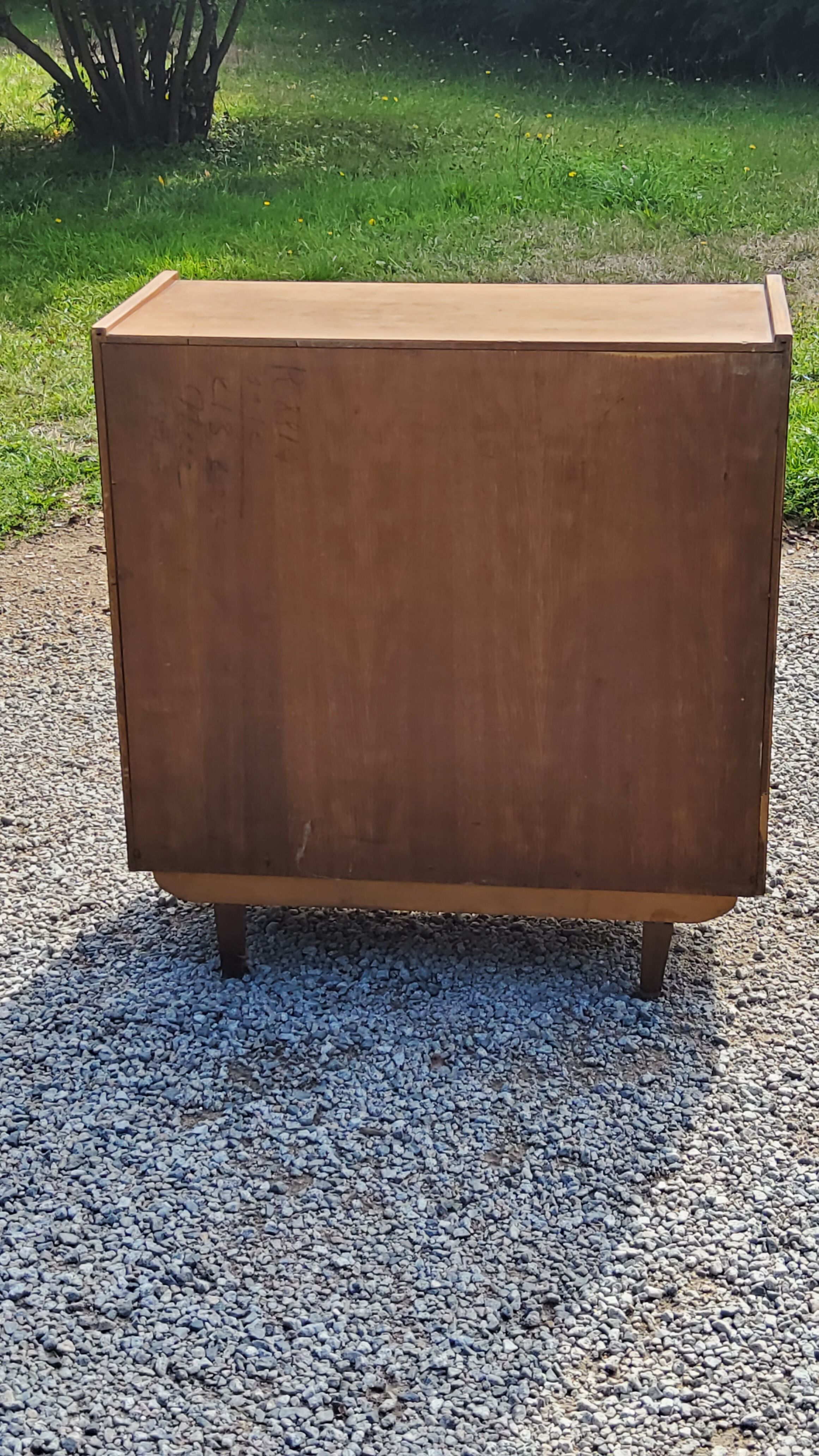 Chest of drawers of the 50s in golden blond oak 5 drawers conical feet