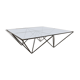 Square coffee table in glass and black satin metal 1980