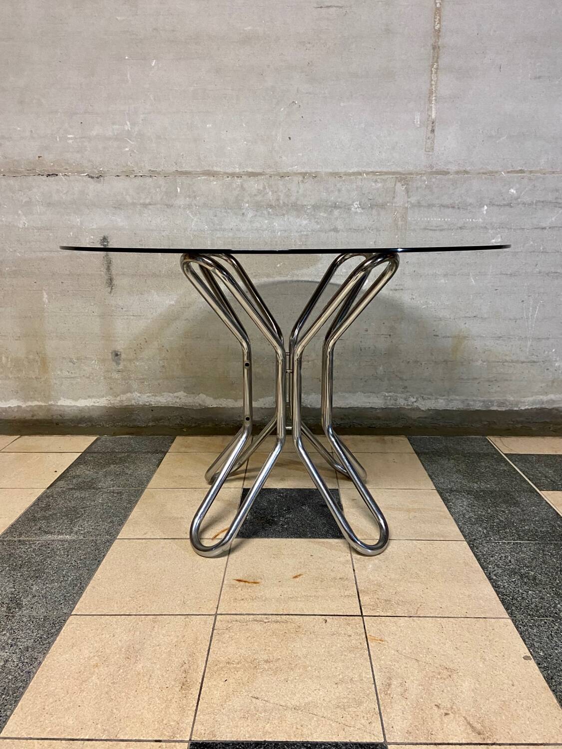 Vintage smoked glass table