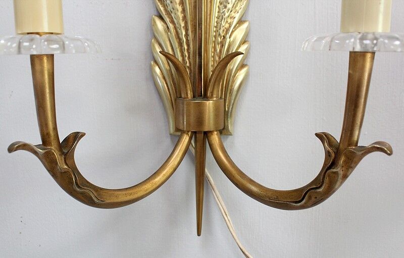 Pair of golden bronze appliques - 1950