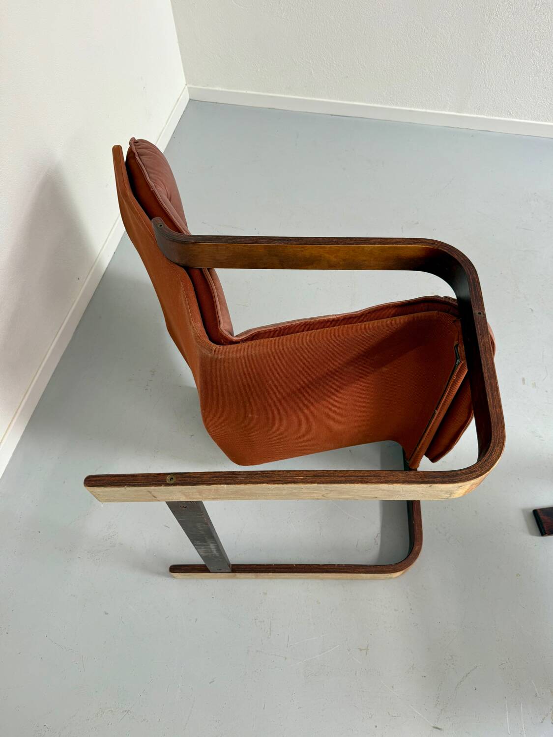 Yngve Ekström 70 Scandinavian design armchair with leather and wood ottoman