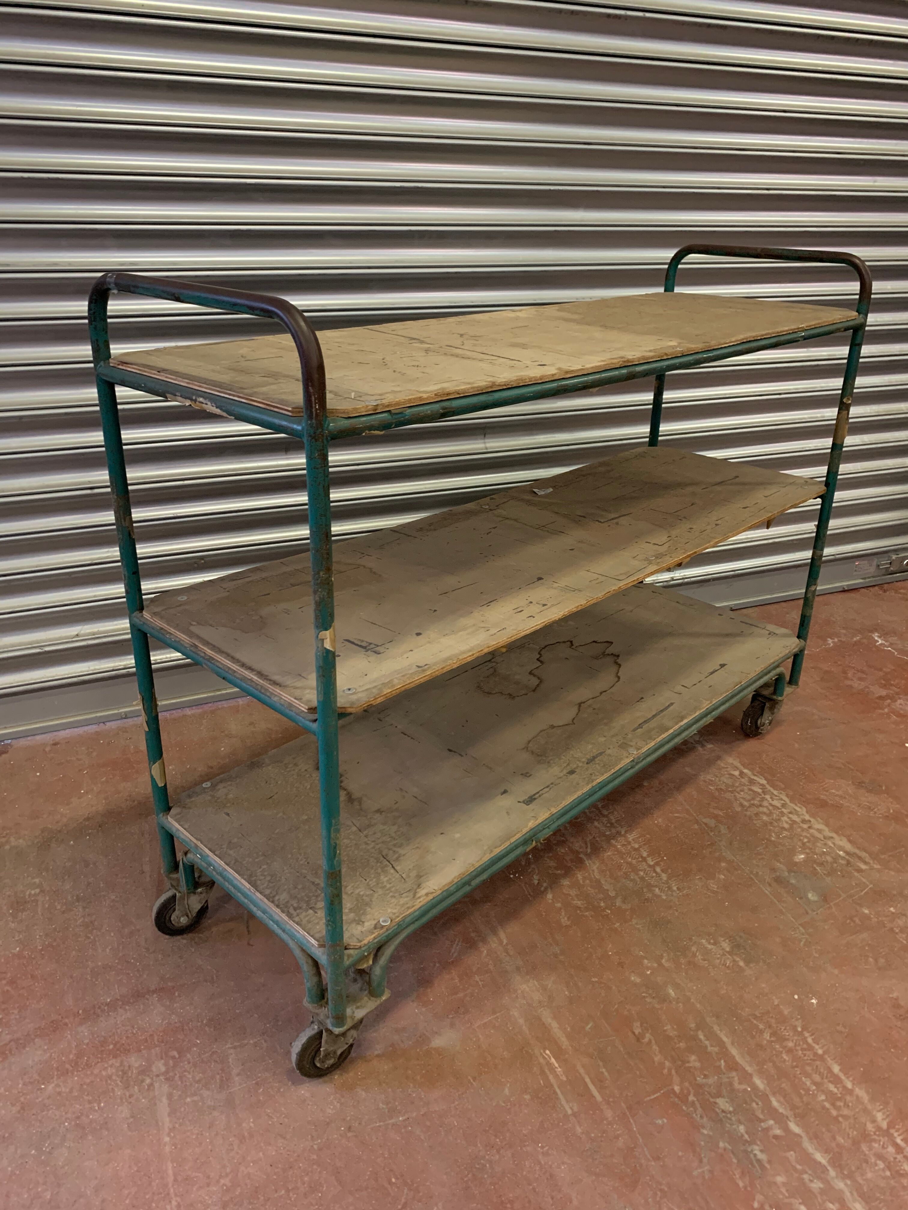 3-level metal workshop trolley
