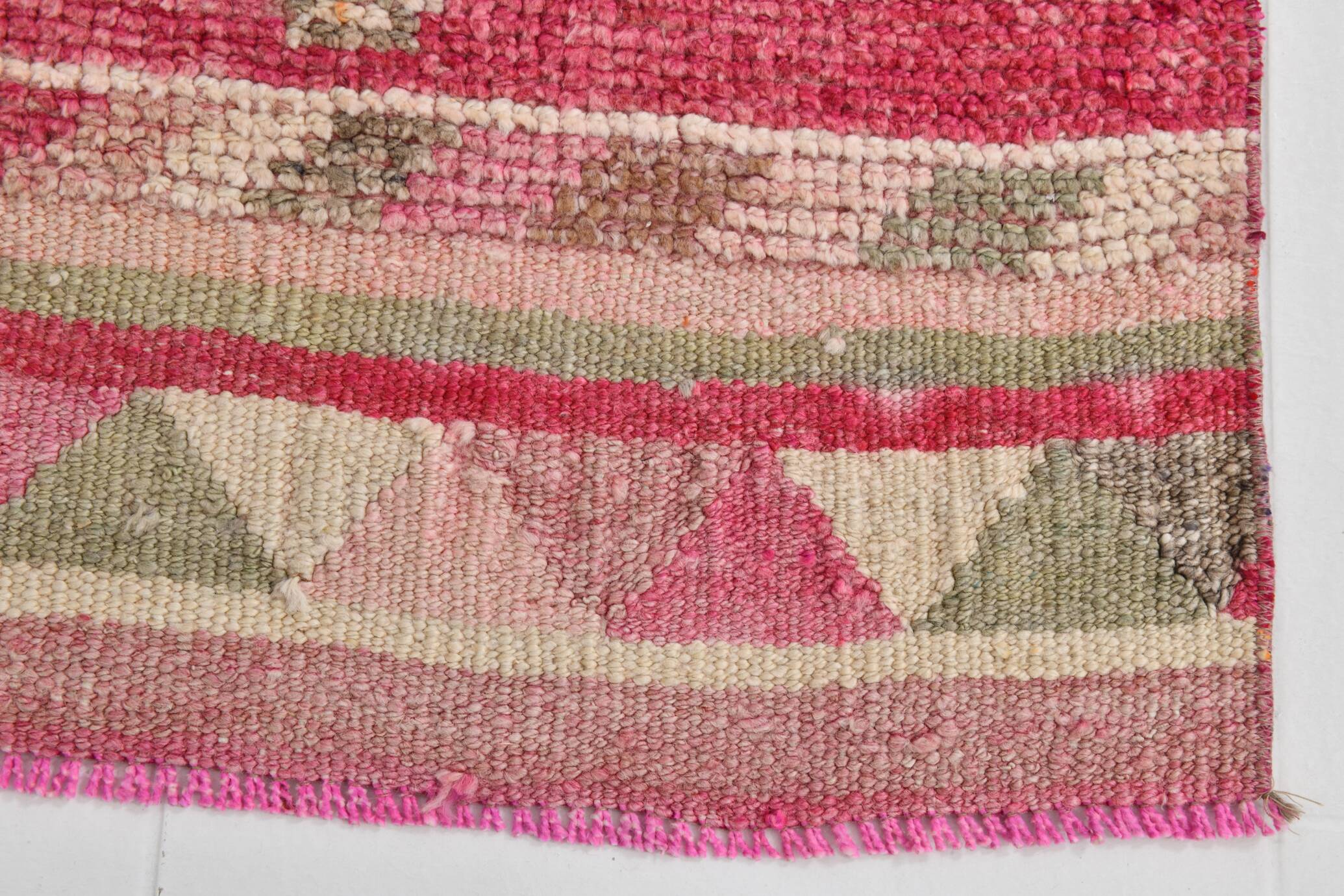 2x10 Pink & Green Tribal Vintage Runner Rug, 70x309Cm
